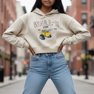 DISNEY PIXAR Wall-E Neutral Cream Graphic Hooded Sweatshirt Sweater